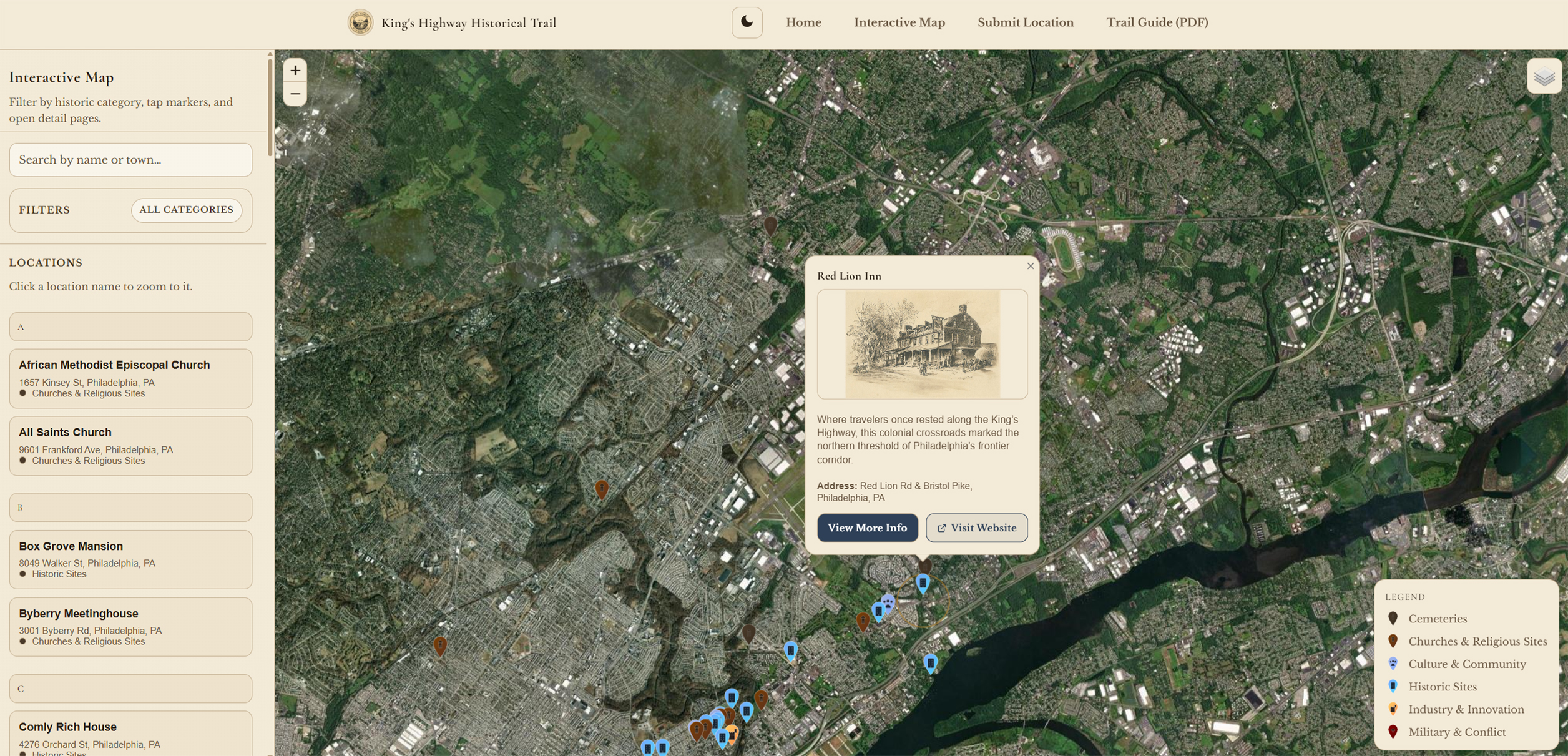 Historical trail map and public access